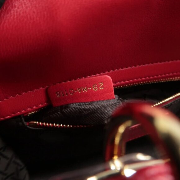 100% Authentic DIOR Lady Red leather Satchel Bag - Picture 10 of 12